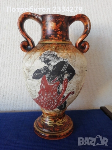 Жардиниера тип гондола, винтидж купа за плодове. Ваза и чиния гръцки мотиви от митологията. , снимка 8 - Антикварни и старинни предмети - 52931063