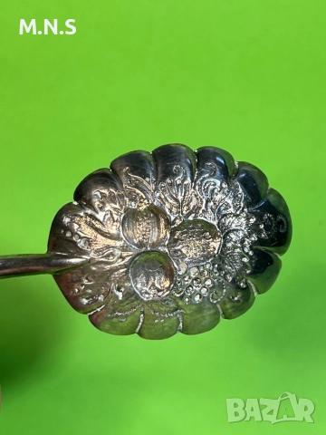 Английкса сребърна  Лъжица за сладко., снимка 5 - Антикварни и старинни предмети - 52848189