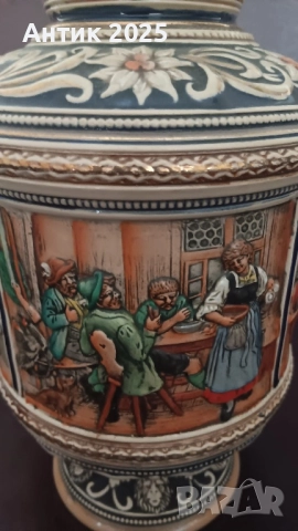 Античен керамичен бирен халбe (щайн) 3 л, Германия, 35 см, снимка 5 - Антикварни и старинни предмети - 52787518