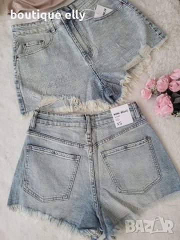 дънкови къси панталони с камъчета, снимка 2 - Къси панталони и бермуди - 51153190