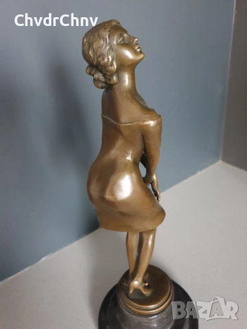 37см-4кг Collinet статуетка/еротика/френска бронзова скулптура/фигура на жена-танцьорка/zz, снимка 3 - Статуетки - 52906084