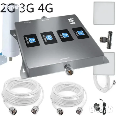 Усилвател на GSM сигнал 2G, 3G, 4G 800x900x1800x2100 MHz кабели: 15m външен и 10m + 3m вътрешни, снимка 2 - Друга електроника - 50559950