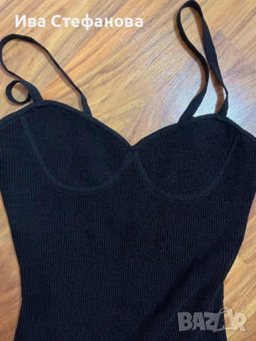 Zara zara еластично рипс рипсено фабрично плетиво черно класическо изчистено черно боди тип бюстие  , снимка 3 - Корсети, бюстиета, топове - 49827376