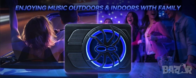 Компактен 10” автомобилен 800W(peak) активен субуфер със синя амбиентна подсветка , снимка 12 - Аксесоари и консумативи - 52822465