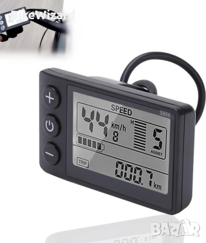 S866 E-Bike LCD дисплей 24V 36V 48V E-Bike Голям екран IP65 НОВ , снимка 6 - Части за велосипеди - 46217348