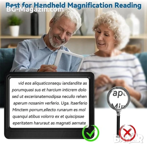 Голяма увеличителна правоъгълна лупа за четене на книги вестници 5X увеличение A4 деца професионална, снимка 8 - Други инструменти - 50920272
