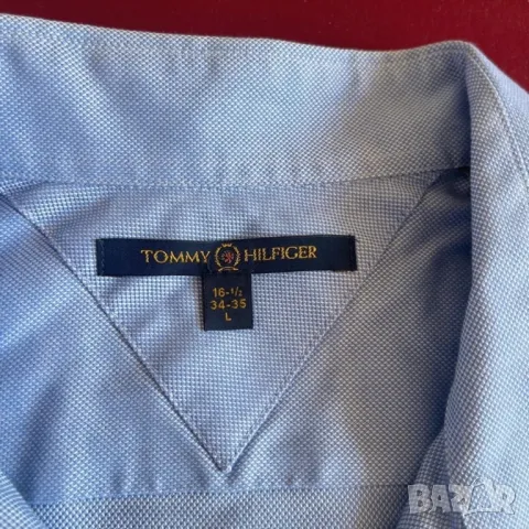 Мъжка риза Tommy Hilfiger размер L синя, снимка 2 - Ризи - 47884484