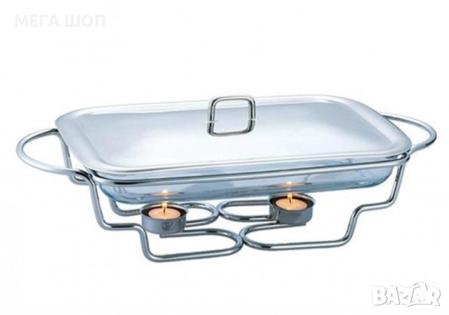 Съд за затопляне Bohmann, 3л. правоъгълен, 2свещи, Стоманен капак, Стъкло, Инокс, снимка 2 - Други - 52448635
