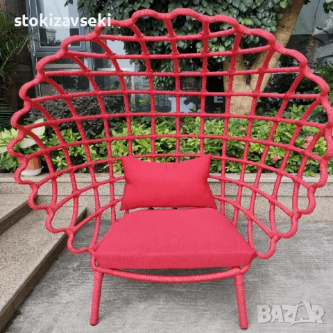 Дизайнерски плетен стол, снимка 2 - Други - 51132736