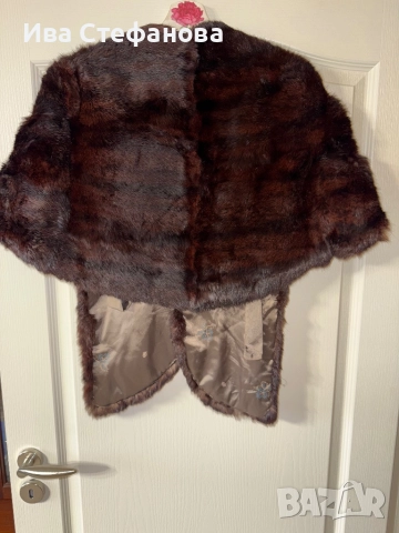 норкова шал наметка болеро от норка естествен косъм кафяв универсален размер , снимка 5 - Рокли - 42599063