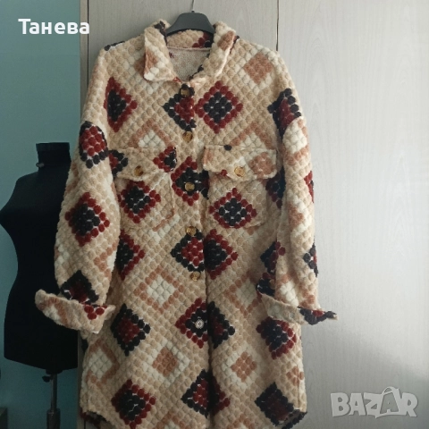 Дамски Палто -Тип Риза -Вълна 