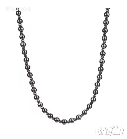 Мъжки гердан от естествени камъни - хематит, снимка 4 - Колиета, медальони, синджири - 50424239
