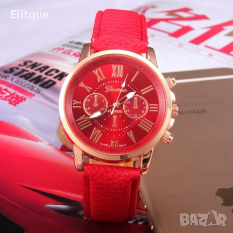 Дамски кварцов часовник с к. верижка, различни цветове Цвят на часовника: бял, лилав, син, черен, ро, снимка 8 - Дамски - 52819431