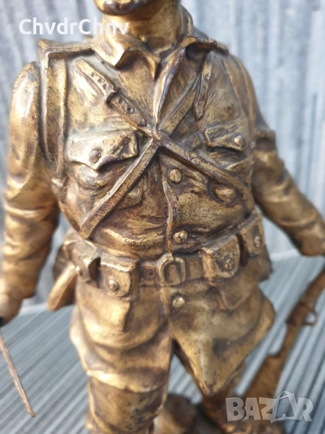 28см-2кг Ruffony статуетка/стара френска бронзова скулптура/фигура на войник с нож и пушка, снимка 8 - Антикварни и старинни предмети - 52967720