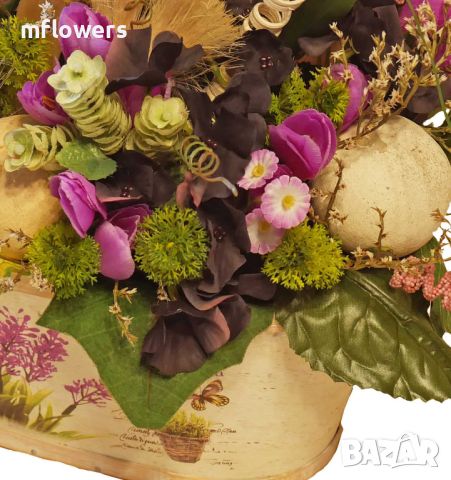 Изкуствени цветя в кошница - Женева - 30 см, снимка 2 - Декорация за дома - 45494040
