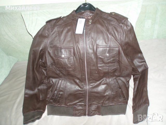 Кожено яке от естествена кожа. Ново с етикет!, снимка 5 - Якета - 53762614