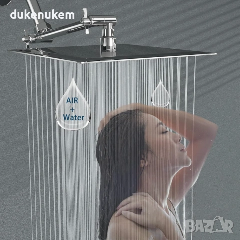 Душ глава с високо налягане, квадратна форма, 20 см, снимка 6 - Смесители - 53228157