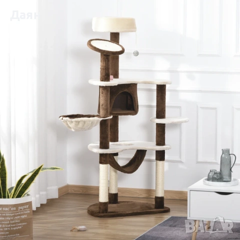 Многоетажна котешка катерушка PawHut, котешко дърво 153см , снимка 2 - За котки - 53437495