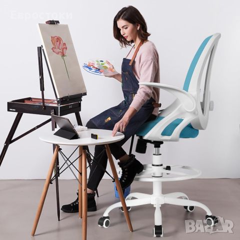 Razzor 2203-Z Стол за рисуване Висок ергономичен работен стол с регулируема лумбална опора, снимка 1 - Столове - 46144757