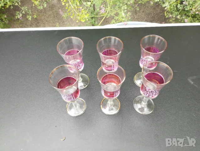Ретро стъклени чаши гравирани., снимка 2 - Антикварни и старинни предмети - 50087057