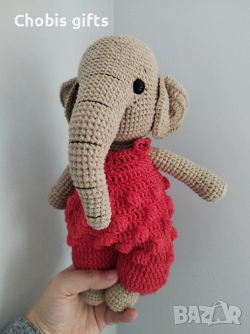 Слонче,плетено на една кука, снимка 2 - Плюшени играчки - 53301335