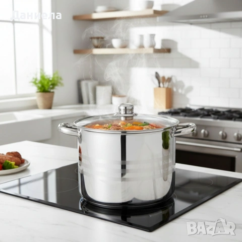 Тенджера Edenberg от неръждаема стомана и многослойно дъно за бързо и равномерно готвене, снимка 4 - Съдове за готвене - 53416538