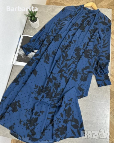  Тълносиня рокля H&M S/M, снимка 4 - Рокли - 51888634