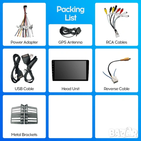 Мултимедия, 10 инча, за кола, плеър, Двоен дин, за автомобил, Android, навигация, универсална, екран, снимка 11 - Аксесоари и консумативи - 53149206