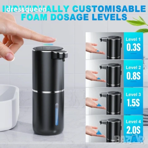 4607 Черен автоматичен диспенсър за течен сапун със сензор и USB зареждане, снимка 5 - Други стоки за дома - 53638718