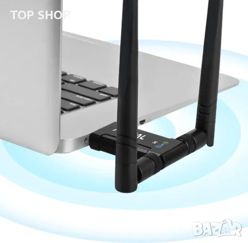 USB адаптер с двойна антена Wifi Usb 3.0 AC1200 2.4 / 5.8Ghz 300Mbps - 867Mbps Антена 5 dBi, снимка 6 - Мрежови адаптери - 48476924