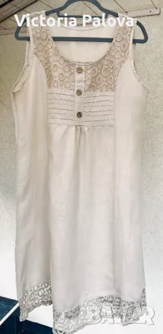 Красива ленена рокля свободна кройка 100% лен, снимка 3 - Рокли - 50378413