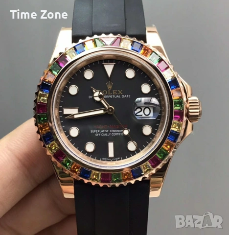 Rolex Yacht-Master 40mm (37mm) Rose Gold Black Dial Automatic Унисекс Различни Варианти, снимка 8 - Мъжки - 54044086