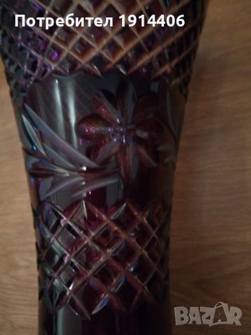 Красива ваза, оловен кристал, лилава, прекрасни орнаменти,, снимка 4 - Вази - 46463658