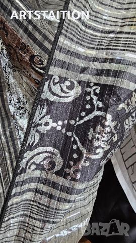 Черно тънко перде с ламена сребърна украса, снимка 6 - Пердета и завеси - 46451444
