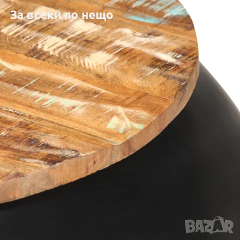 Маса За Кафе, Черна, 68x68x30 см, Регенерирано Дърво Масив Код P493, снимка 6 - Маси - 50262934