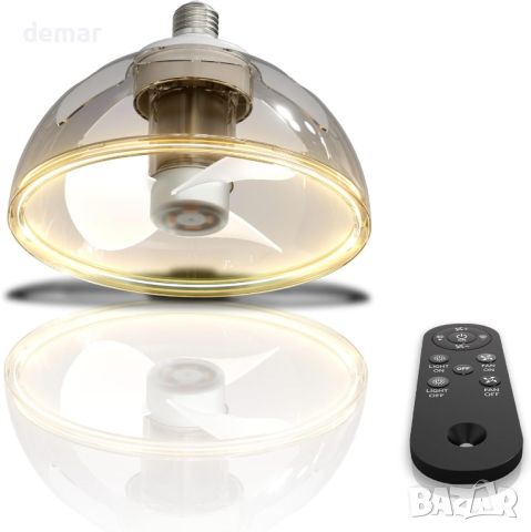 ZOTOYI LED таванна лампа с вентилатор и дистанционно, регулируема яркост 3000K, 850lm, E27, снимка 1 - Вентилатори - 46263291