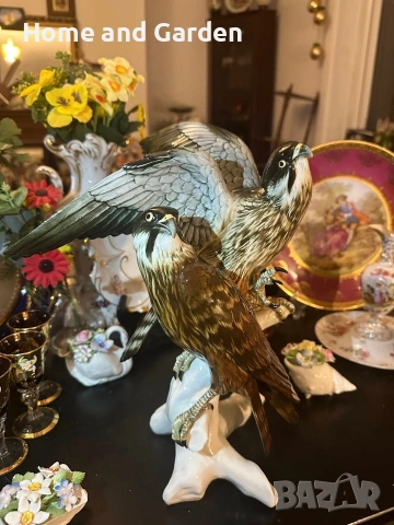 Karl Ens Соколи Volkstedt Германия голяма порцеланова фигура 35 см, снимка 10 - Антикварни и старинни предмети - 54026004