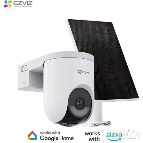 HIKVISION EZVIZ CS-HB8c/SP(4MP) интелигентна камера , с 5 W соларен панел, 4MP, 2K, микрофон, снимка 3 - IP камери - 51735944