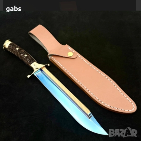 Голям трофеен нож TERMINATOR с кожена кания,LN430, снимка 2 - Ножове - 52662789
