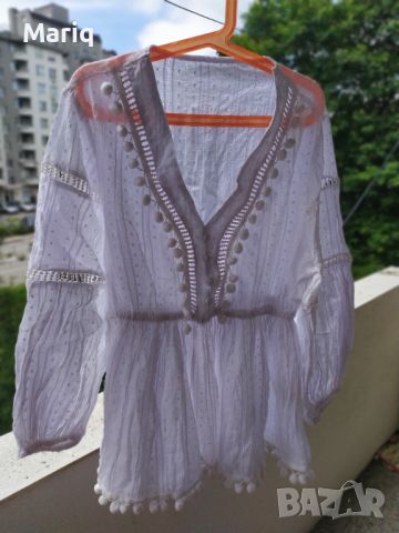 Пролетна блузка Бохо стил бяла нова С-М размер 20 лв , снимка 3 - Блузи с дълъг ръкав и пуловери - 45491497