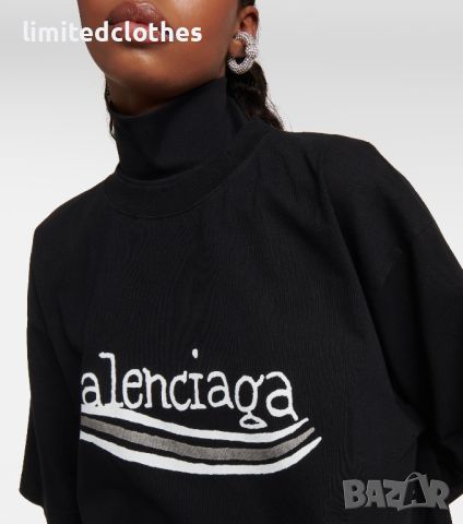 BALENCIAGA Black Political Campaign Hand Drawn Logo Oversized Мъжка / Дамска Тениска size L (XL), снимка 1 - Тениски - 46554122