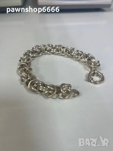 Сребърна гривна кралска плетка 925, снимка 6 - Гривни - 51674859