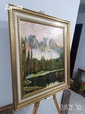 Алпийско Езеро Масло върху платно, снимка 3 - Картини - 52145966