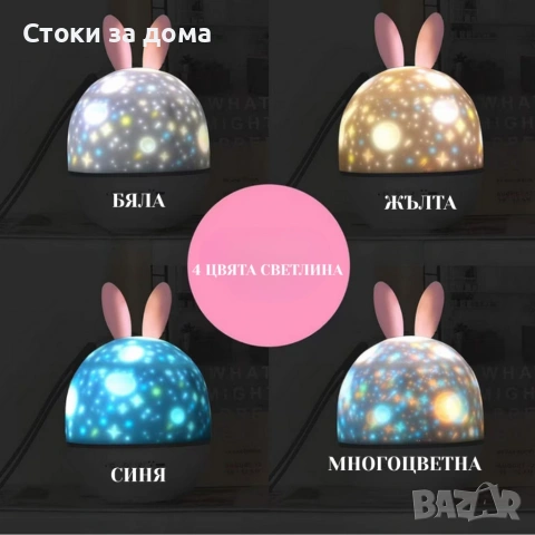 Нощна лампа и проектор 2в1, снимка 2 - Настолни лампи - 53284403