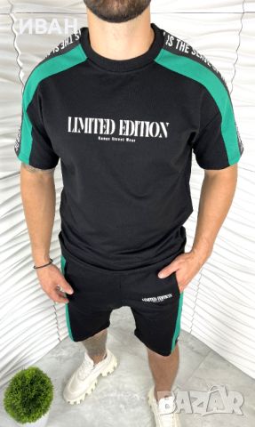 Мъжки къс спортен комплект в черно, снимка 1 - Спортни дрехи, екипи - 46478949
