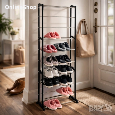 Рафт за обувки, 30 чифта, черен, 25x52x140см, пълен комплект, снимка 11 - Други стоки за дома - 53771515