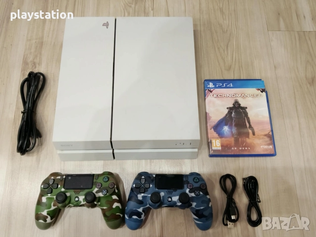 Playstation 4 Бял с два нови контролера камуфлажни, снимка 2 - PlayStation конзоли - 52754809