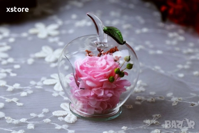 Вечна Роза в стъклена ябълка YSH F, снимка 6 - Декорация за дома - 52793223