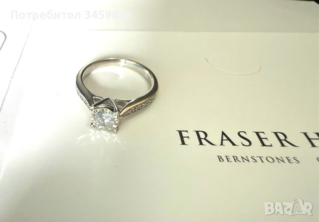 Златен пръстен с диаманти, снимка 7 - Пръстени - 54196468