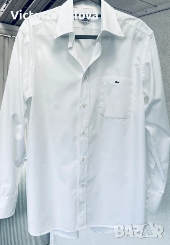 LACOSTE оригинал бяла мъжка риза, снимка 8 - Ризи - 51109460